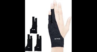 Tekenhandschoenen met twee vingers voor tablet pen - 3 stuks, gerecyclede materialen, milieuvriendelijk, eenheidsmaat