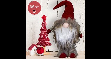 Swingend Gnoom mannetje met rode mutse en lange haren- 36(50)cm