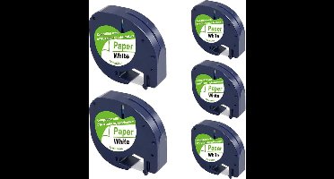 Label Tape Geschikt voor Dymo 91204 - Zwart op Groen | 12 mm x 4 m | S0721640 - 5 stuks - Geschikt voor: 109-XR 2000 LT-100H LT-100T QX50 XM XR