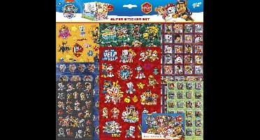 PAW Patrol stickers - Totum super stickerset XL speelgoed jongens en meisjes vanaf 3 jaar - 36 x 36 cm - 7 vellen incl. metallic en 3D stickers en spelletjes cadeautip knutselen