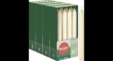 Bolsius - Gladde Dinerkaarsen - 17 cm - 32 stuks - Ivoor