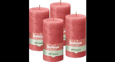 Bolsius - Rustieke Kaars - 4 Stuks - Roze - 13cm