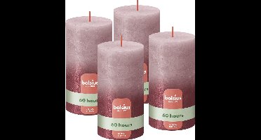 Bolsius - Rustieke kaars - Oud Roze & Rood Metallic - 13cm - 4 Stuks - Fading Metallic
