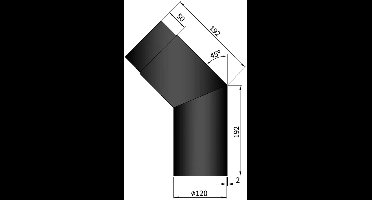 Kachelpijp Ø120 Bocht 45° - staal -2mm - zwart