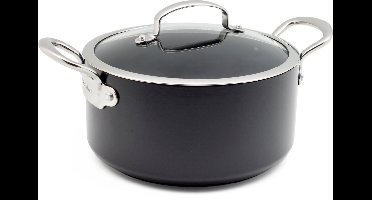 Greenpan Barcelona Aluminium Kookpan Ø 20 cm - 3.1L – PFAS-vrij – Inductie Kookpan – Ovenbestendig tot 220°C – Vaatwasserbestendig – Snelle opwarming – RVS handgrepen - Met deksel - Zwart