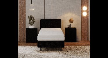 Nessa® - 80x220 Boxspring Bjorn Zwart + Pocketvering matras 20cm