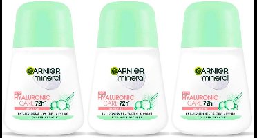 Garnier Mineral Hyaluronic Care Deodorant Roll On - 72H Fris en Verzorgd - Verrijkt met hyaluronzuur en mineralen - 3 x 50 ml
