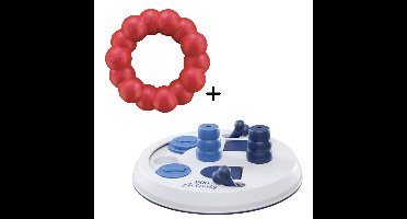 Combideal - Kong Ring Rood (11 CM) + Trixie Dog Activity Flip Board (23 CM)