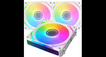 XIGMATEK - Starlink Ultra Arctic (wit) - Pak 3 pc-ventilatoren - 3x120 mm ARGB - 800-2000 RPM - <29,2 dBA - 68,5 CFM - Inclusief hub