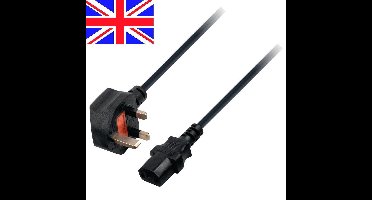 C13 (recht) - Type G / Groot-Brittannië (haaks) stroomkabel - 3x 0,75mm - max. 7A - Europa / zwart - 0,50 meter