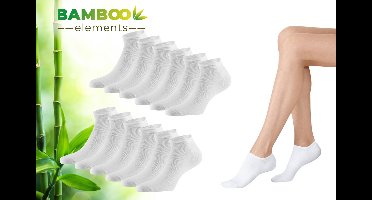 Bamboo Elements - Sneakersokken 12-Paar - Wit - Bamboe Sokken – Sneakersokken Heren – Sneakersokken Dames - Sneaker Sokken