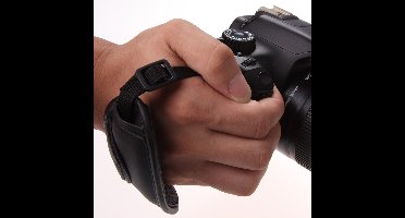BukkitBow - Luxe Camera Hand Strap - Verstelbaar PU Leer - Voor DSLR & SLR Camera’s - Universeel met ¼ Schroefaansluiting - Zwart
