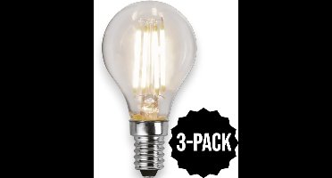 3-Pack | 3 standen - Standaard bol - E14 - 4.2W - Warm Wit - 3000K - Filament - Helder