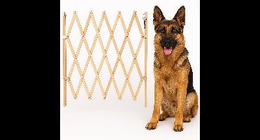 Flamingo Veiligheidshek "Monti" – Beige – Verstelbaar van 60-107 cm Breed x 72,5-83 cm Hoog – Veilig Afsluithek voor Huisdieren