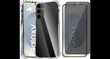 Hoesje geschikt voor Samsung Galaxy S25 Plus - Privacy Screenprotector Volledig Dekkend Glas - Shockproof Transparant