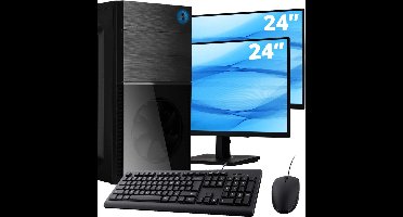 Intel Compleet PC + 2 x 24" Monitor + Muis & Toetsenbord | Intel Core i7 | 16 GB DDR4 | 1 TB SSD | RTX 3050 | Windows 11 Pro + WiFi & Bluetooth