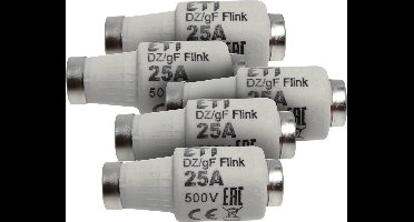 Dparts zekering 25A 500V snel - set a 5 stuks - stoppen 25 ampere - zekeringen normaal voor meterkast, stoppenkast