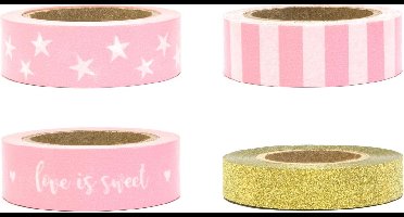 Partydeco - Decoratief tape - mix - Love is Sweet