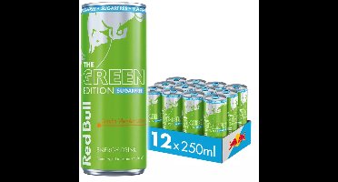 Red Bull Sugarfree - The Green Edition - Suikervrije Energiedrank - Curuba Vlierbloesemsmaak 12x25 cl (3000ml)