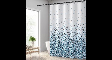 Boraboi® Waterbestendig Douchegordijn met Blauw Mozaïek Ontwerp en Handige Ophanghaken