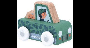 Janod Cross Roads - Houten Safaritruck - Kleine, Makkelijk Te Hanteren Terreinwagen - Stimuleert De Fijne Motoriek En Fantasie - Geschikt Vanaf 1 Jaar