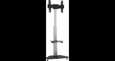 My Wall premium verrijdbare vloerstandaard met plank voor schermen tot 70 inch / zwart/zilver