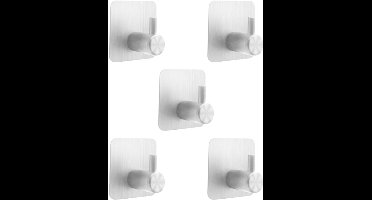 Purepeak Handdoekhaakjes Set 5 Stuks - Zilver - Zelfklevend