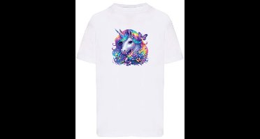 Meisjes T-shirt Unicorn Wit maat 116