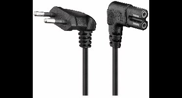 Goobay Stroomkabel met C7 / 8-vormige plug - haaks / zwart - 0,30 meter