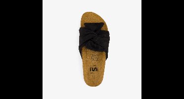 Dames bio slippers zwart met strik - Maat 37