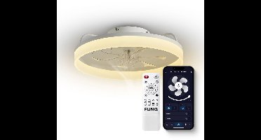 FlinQ AeroGlow Smart Plafondventilator met Verlichting - Ventilator voor aan het Plafond - Ideaal voor op de Slaapkamer - Bestuurbaar met App of Afstandsbediening - Wit