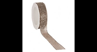 Cadeaulint Glitter Organza Taupe 38mm x 15m