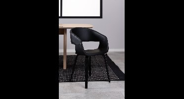 Eetkamerstoel Sanda Met Armleuning Zwart Pu - Giga Living - Set van 2