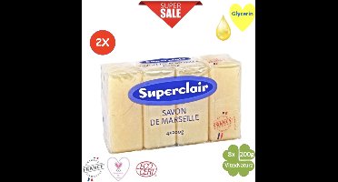 Bio persoonlijke hygiëne glycerine zeep stukken 8x200g. Superclair VOORDEEL pakket.