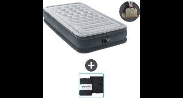 Intex Luchtbed - 1 Persoons - 99 x 191 x 33 cm - Grijs - Inclusief pomp en Hoeslaken