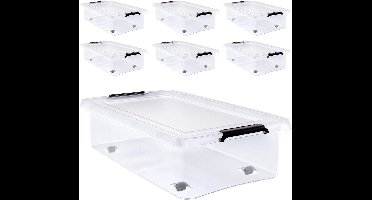 Deuba Opbergbox - Set van 6 Kunststof 30L 58x39x16,5cm - Transparant