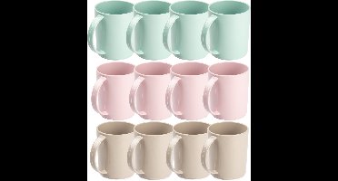 PlasticForte Bekers - 48x stuks - kunststof - gekleurd - 350 ml - onbreekbare mokken