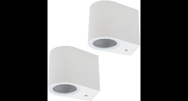 Set van 2 - Buitenlamp OVAL-W - Tuinverlichting - Buitenverlichting/Wandlamp buiten met IP44 - Muurlamp 1x GU10 - Wit