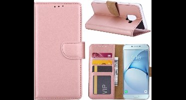 Ntech Hoesje Geschikt Voor Samsung Galaxy A6 (2018) case Rose Goud Portemonnee hoesje met opbergvakjes