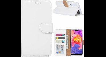 Ntech Hoesje Geschikt voor Huawei P30 portemonnee hoesje / met opbergvakjes Wit