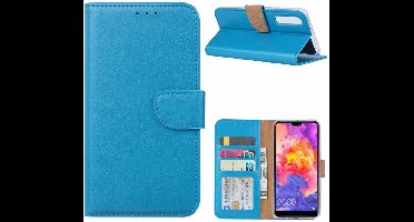 Ntech Hoesje Geschikt voor Huawei P30 portemonnee hoesje / met opbergvakjes Blauw