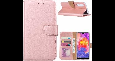 Ntech Hoesje Geschikt voor Huawei P30 portemonnee hoesje / met opbergvakjes Rose Goud