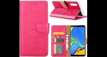 Ntech Hoesje Geschikt Voor Samsung Galaxy A7 2018 Roze Portemonnee / Booktype TPU Lederen Hoesje