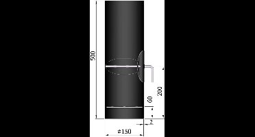 Kachelpijp Ø150 lengte 500 - condensring - deur - smoorklep - staal - 2mm
