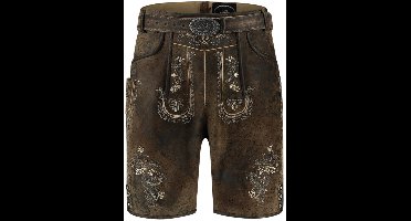 Oktoberfest Lederhose Kort - Antik Bruin - met Riem - Maat 46
