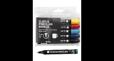 Creativ Company Glas- en Porseleinstift Zonder Pomppunt Set Basis 6 stuks