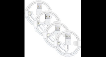 USB A naar Geschikt voor: USB Lightning Kabel - 2 Meter Oplaadkabel 4x - Wit