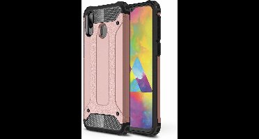 Ntech Hoesje Geschikt Voor Samsung Galaxy M20 Hybrid Armor hoesje - Rose Goud