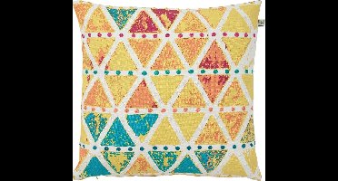 Dutch Decor KARKIN - Sierkussen 45x45 cm - geel - gekleurd dessin - Inclusief binnenkussen