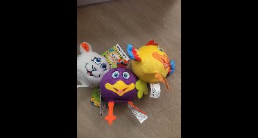 3 Knuffels schaap , pauw en haan
